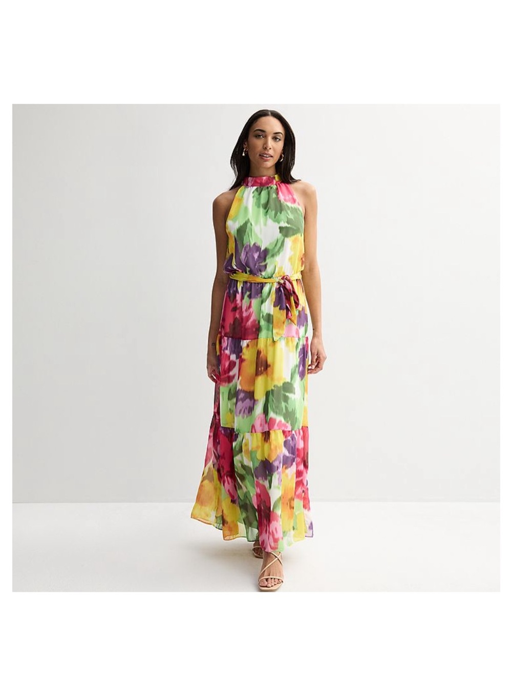 Watercolor Halter Maxi Dress